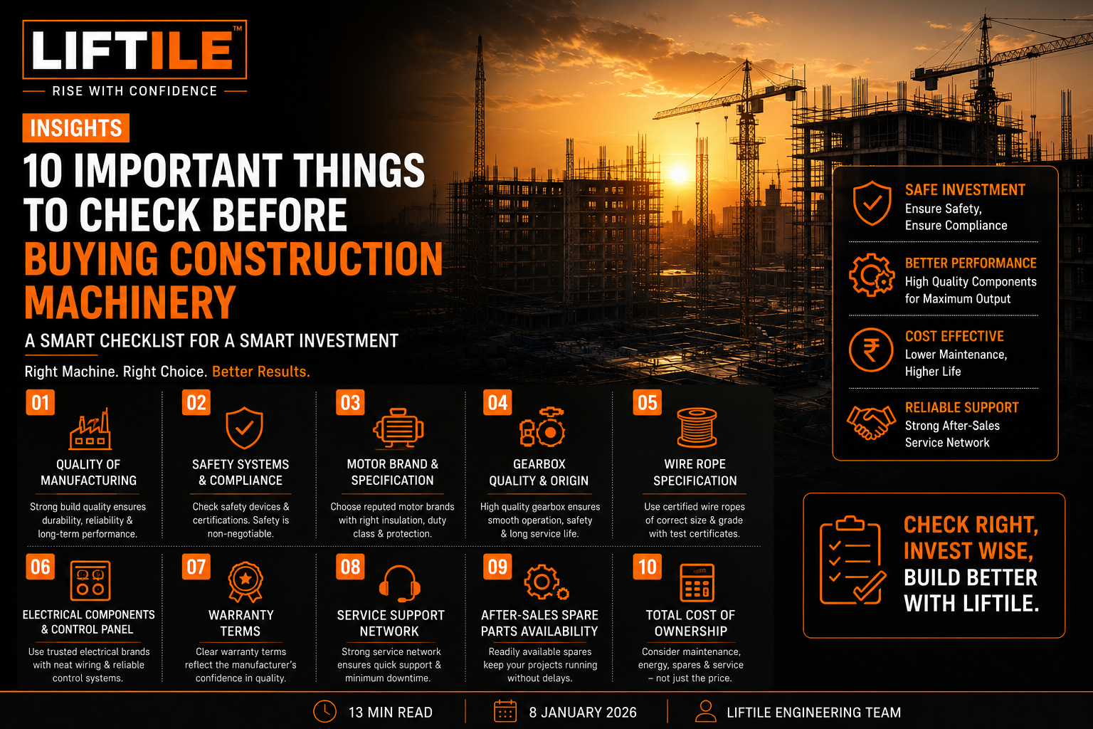 10 Important Things to Check Before Buying Construction Machinery